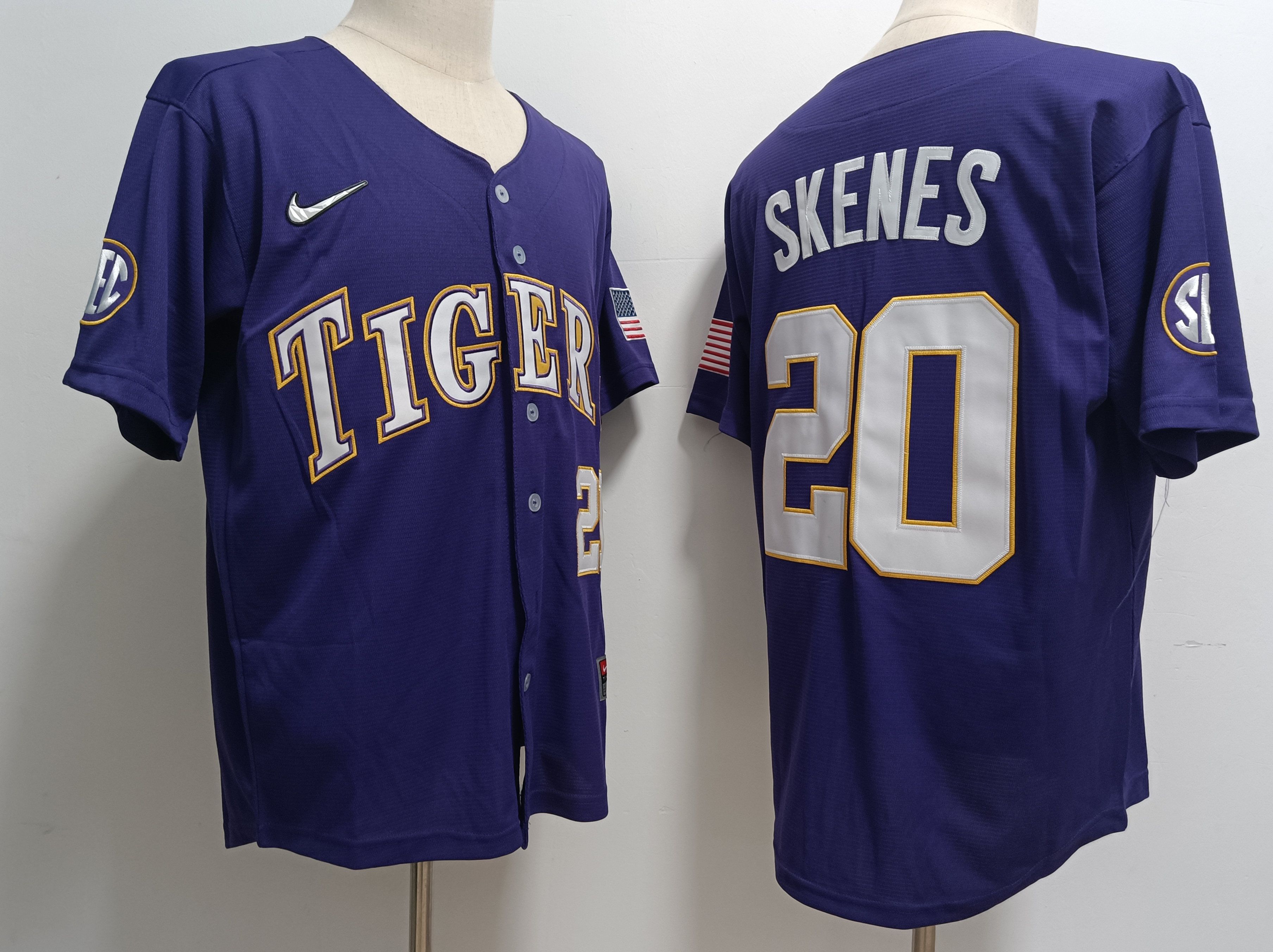 Men LSU Tigers #20 Skenes PurpleNike 2025 NCAA Jersey->ncaa teams->NCAA Jersey